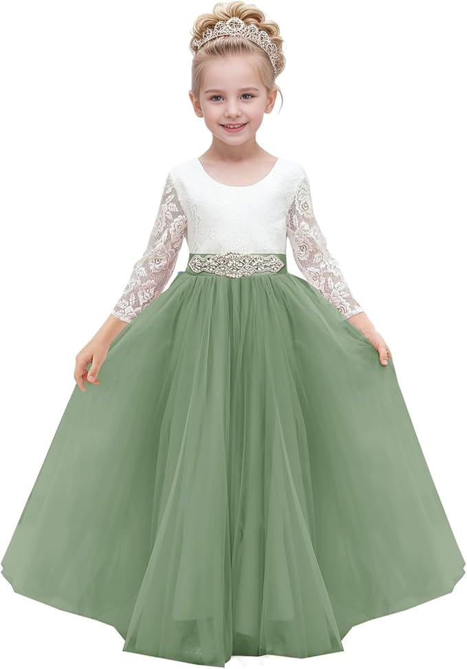 18m / Sage Green Flower Girl Dress