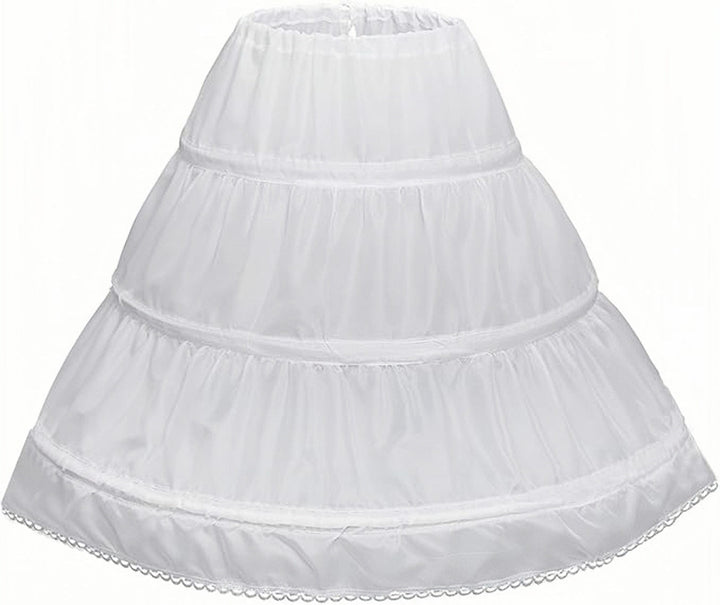 2-3（35cm） Sunnypetal Girls' 3 Hoops Petticoat Lolita Dress Full Slip Flower Girl Crinoline Skirt