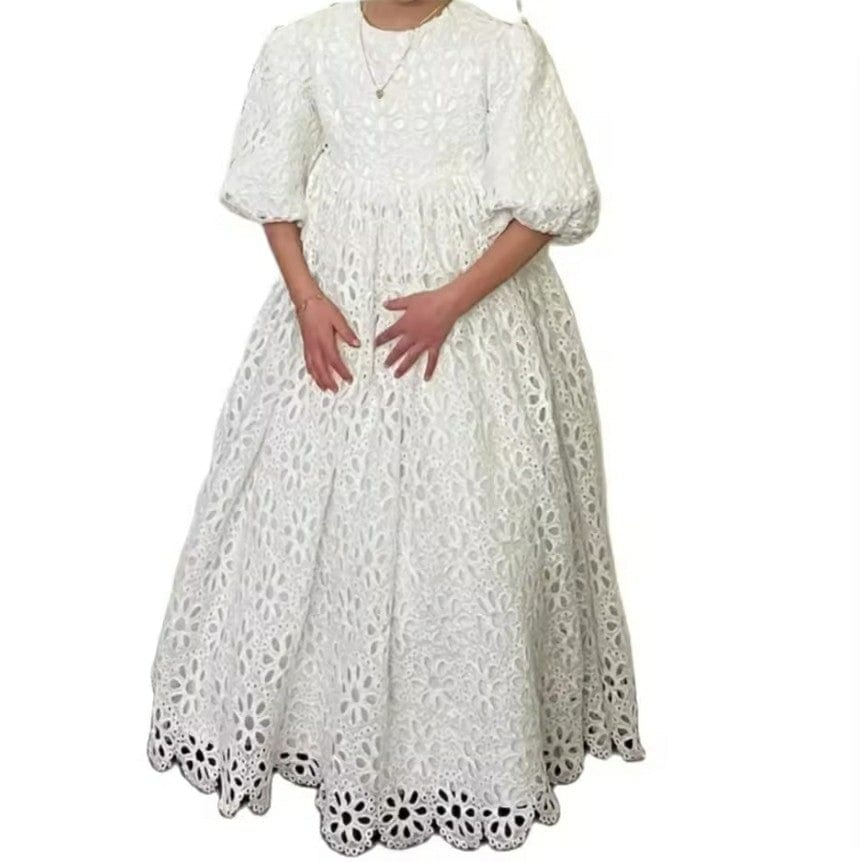 3m / Ivory Sunnypetal High Waist Toddler Party Dresses Pretty Puff Sleeve Princess  Lace Flower Girl Dresses