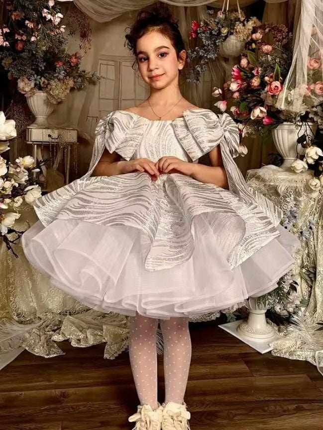 3m / Picture Color Sunnypetal Knee-Length Flower Girl Dresses Off Shoulder Puffy Tulle Princess Dress