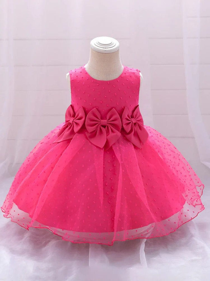 6m / Hot Pink Sunnypetal Ball Gown Sleeveless Ankle-Length Tulle Toddler Flower Girl Dresses with Bow Knot