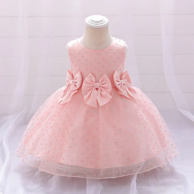 6m / Pink Sunnypetal Ball Gown Sleeveless Ankle-Length Tulle Toddler Flower Girl Dresses with Bow Knot