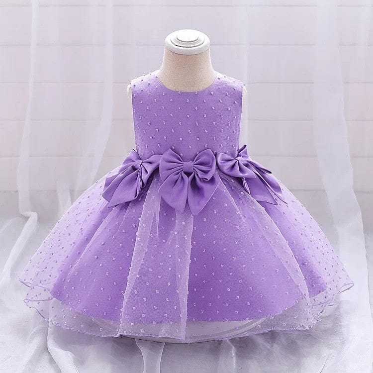 6m / Purple Sunnypetal Ball Gown Sleeveless Ankle-Length Tulle Toddler Flower Girl Dresses with Bow Knot