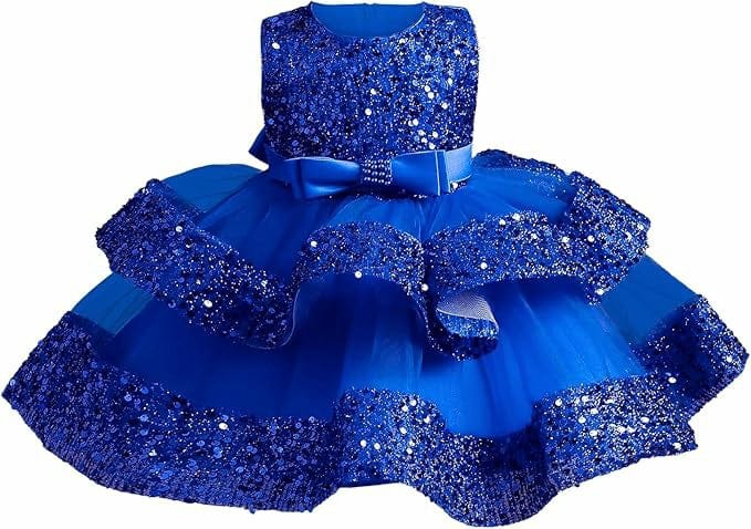 6m / Royal Blye Sunnypetal Baby Girl Sequins Tulle Princess Dress Toddler Flower Wedding Birthday Party Gown