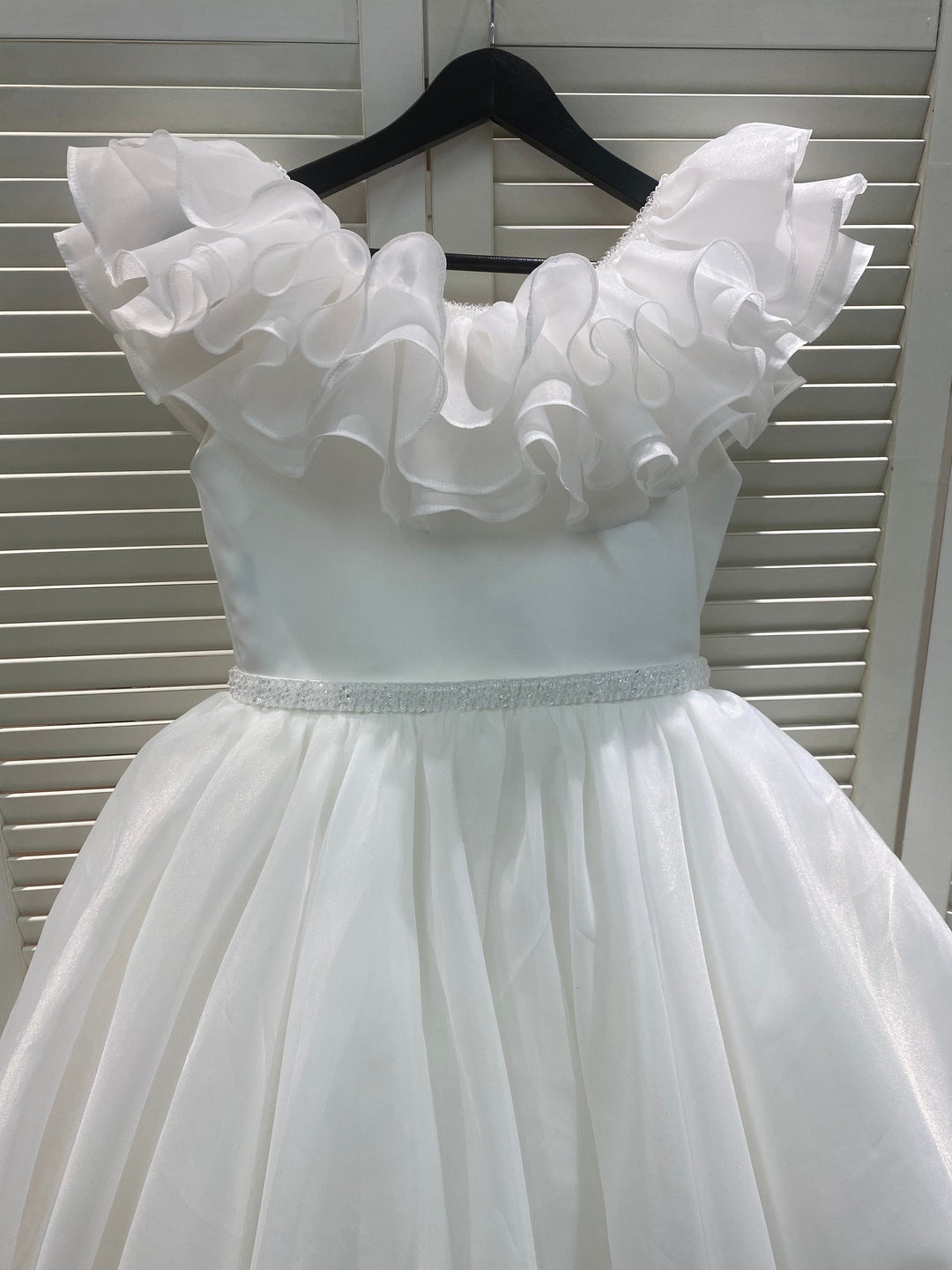 6m / White Sunnypetal Pink Tulle Ruffles Ball Gown Flower Girl Dress With Beading