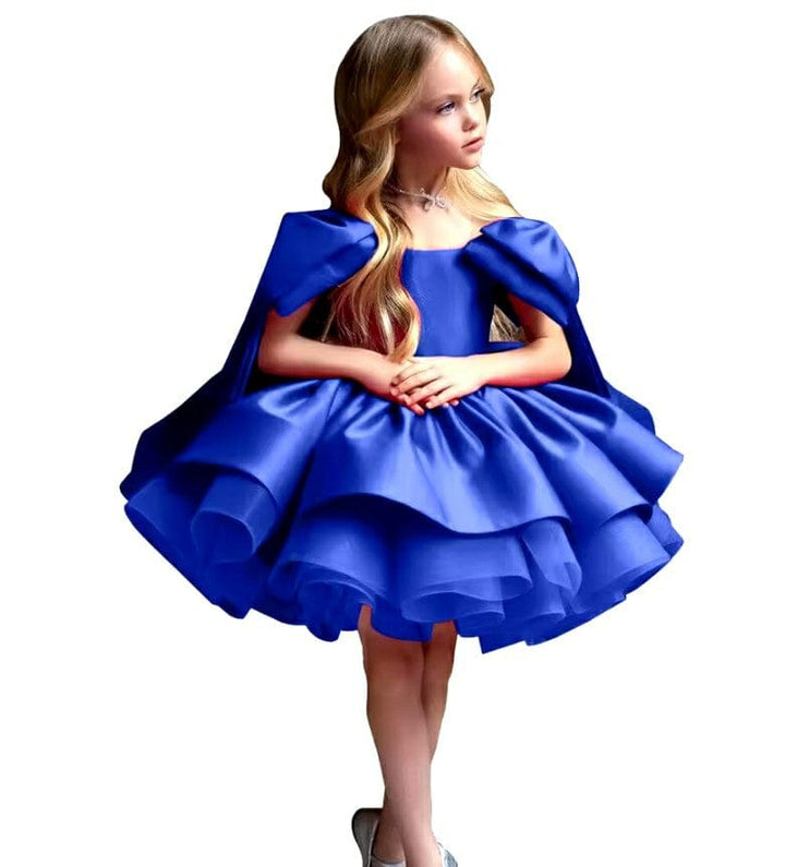 9m / Royal Blue Sunnypetal Puffy Gold Satin Flower Girl Dress Bow Toddler Baby Birthday Pageant Ballet Tutu Dress