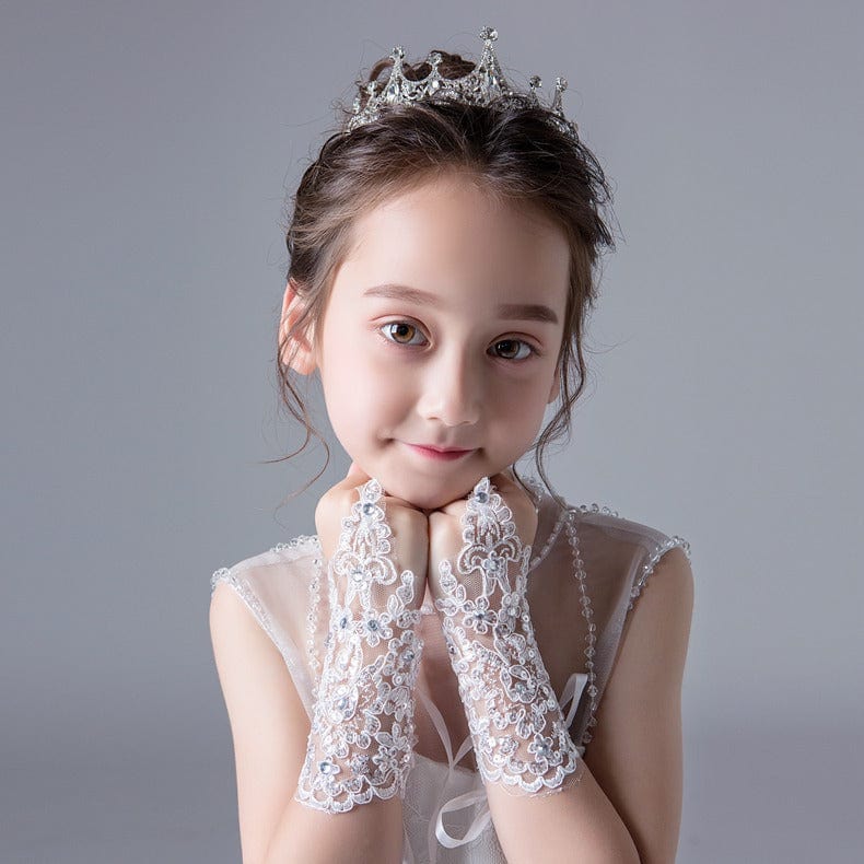 Ivory Sunnypetal Lace Communion Gloves Wedding Pageant Princess Flower Girls Gloves