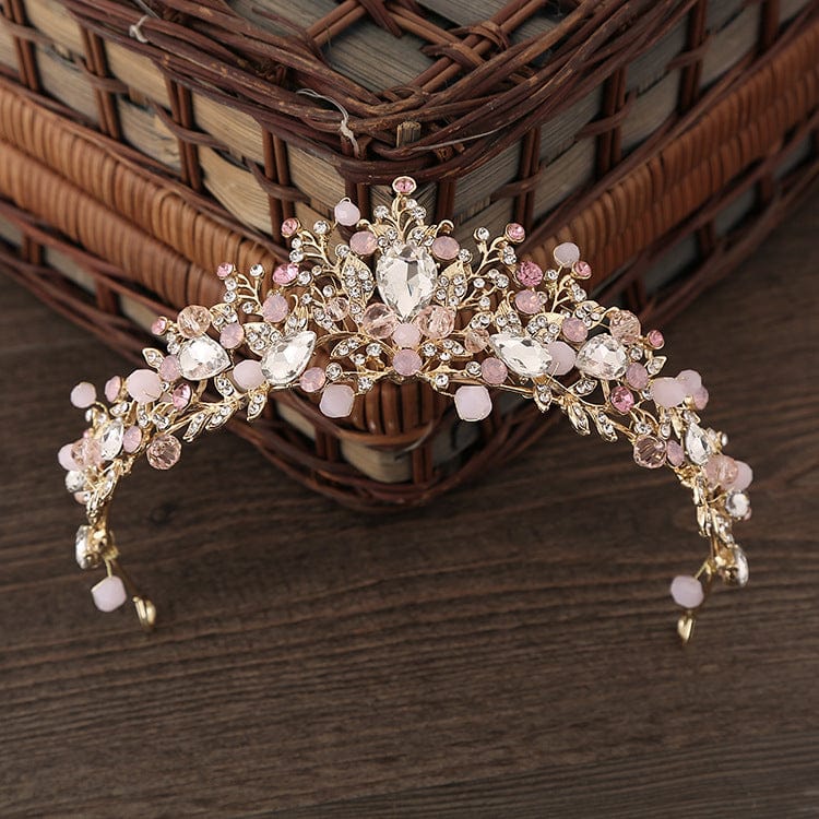 Pink Sunnypetal Princess Luxury Elegant Pageant Tiara Headband Rhinestone Crown for Girl