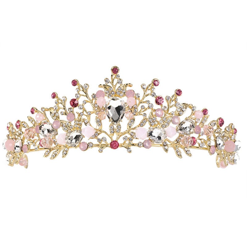 Pink Sunnypetal Princess Luxury Elegant Pageant Tiara Headband Rhinestone Crown for Girl