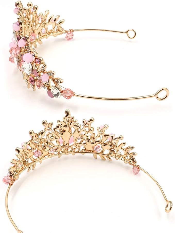 Pink Sunnypetal Princess Luxury Elegant Pageant Tiara Headband Rhinestone Crown for Girl