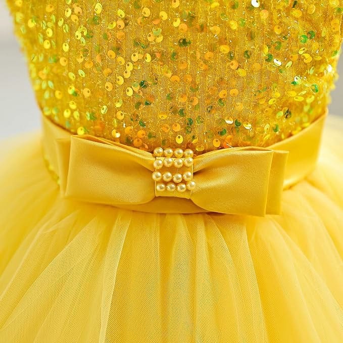 Sunnypetal Baby Girl Sequins Tulle Princess Dress Toddler Flower Wedding Birthday Party Gown