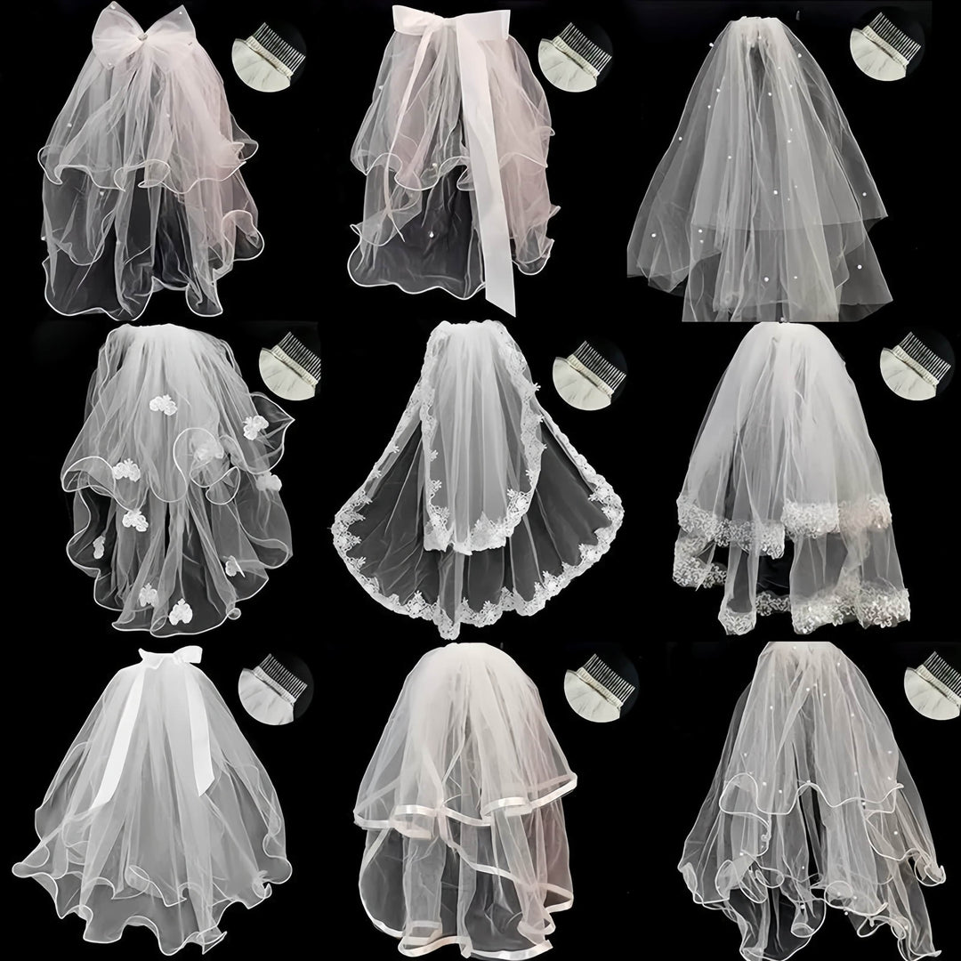 Sunnypetal Elegant Flower Girl Veil First Holy Communion Veil for Girls Wedding Party Costume