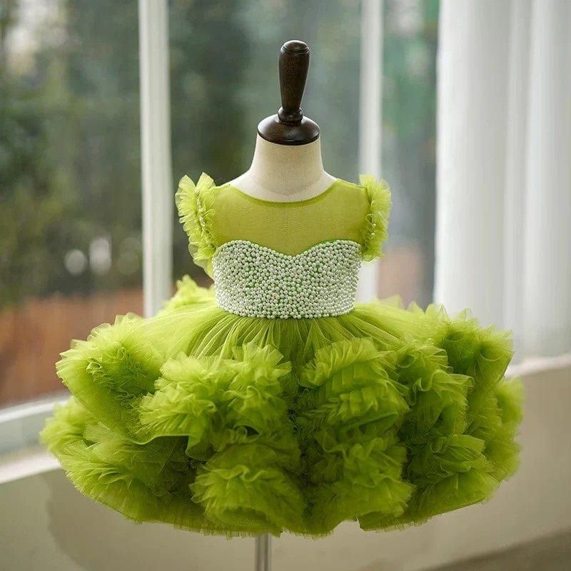 Sunnypetal Exquisite Tulle Asymmetrical Ball-Gown Birthday Party Baby Girl Dress