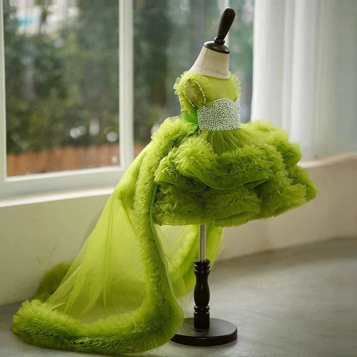 Sunnypetal Exquisite Tulle Asymmetrical Ball-Gown Birthday Party Baby Girl Dress