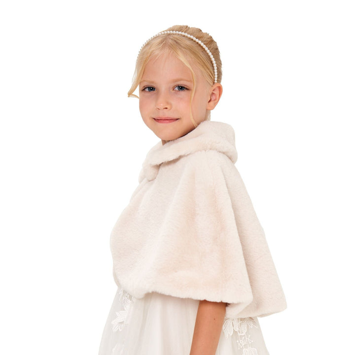 Sunnypetal Girls Cozy Faux Fur Princess Dress Dress Flower Girl Waistcoat Kids Cape Cloak