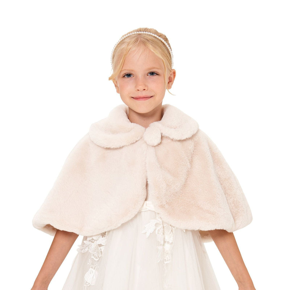 Sunnypetal Girls Cozy Faux Fur Princess Dress Dress Flower Girl Waistcoat Kids Cape Cloak