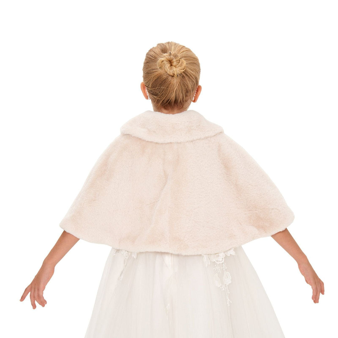 Sunnypetal Girls Cozy Faux Fur Princess Dress Dress Flower Girl Waistcoat Kids Cape Cloak