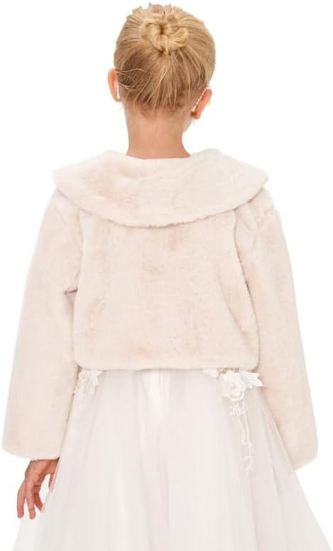 Sunnypetal Girls Cozy Faux Fur Shrug Bolero Jacket Dress Coat