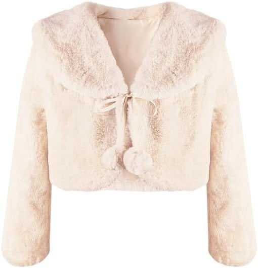 Sunnypetal Girls Cozy Faux Fur Shrug Bolero Jacket Dress Coat