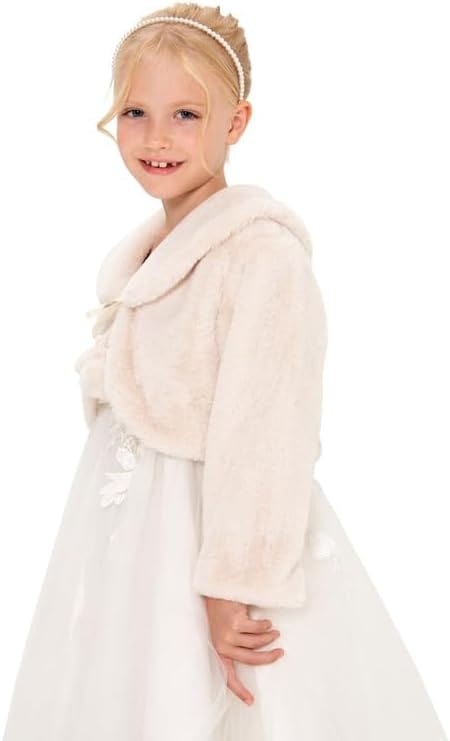 Sunnypetal Girls Cozy Faux Fur Shrug Bolero Jacket Dress Coat