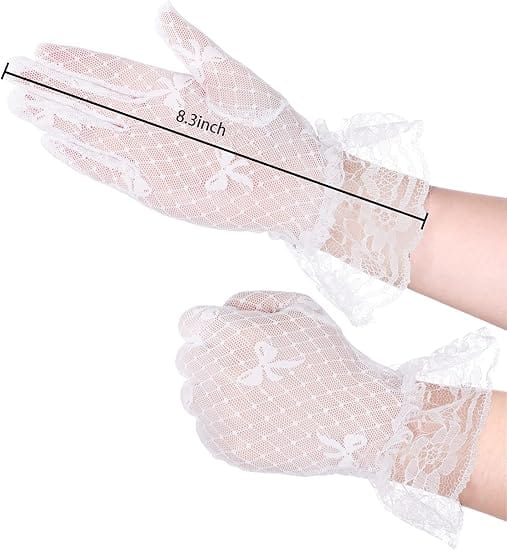 Sunnypetal Girls Lace Gloves Princess Dress Gloves Floral Bow Elegant Wedding Gloves