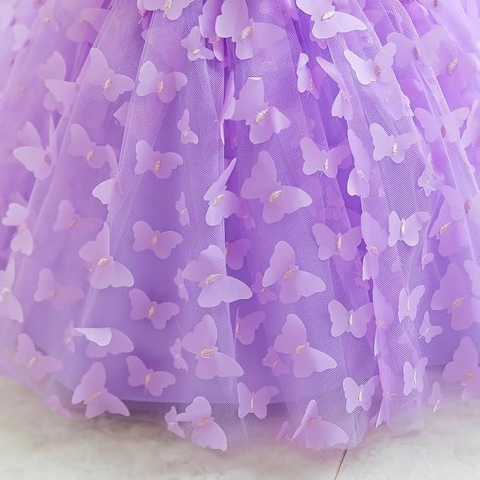 Sunnypetal Toddler Baby Girl Butterfly Tutu Dress Bowknot Princess Flower Girl Wedding Dresses