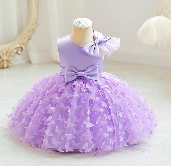 Sunnypetal Toddler Baby Girl Butterfly Tutu Dress Bowknot Princess Flower Girl Wedding Dresses