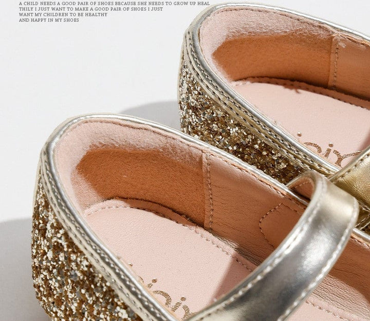 Sunnypetal Toddler/Little Girls Sequins Mary Jane Ballerina Flats Shoes Party Dress Shoes